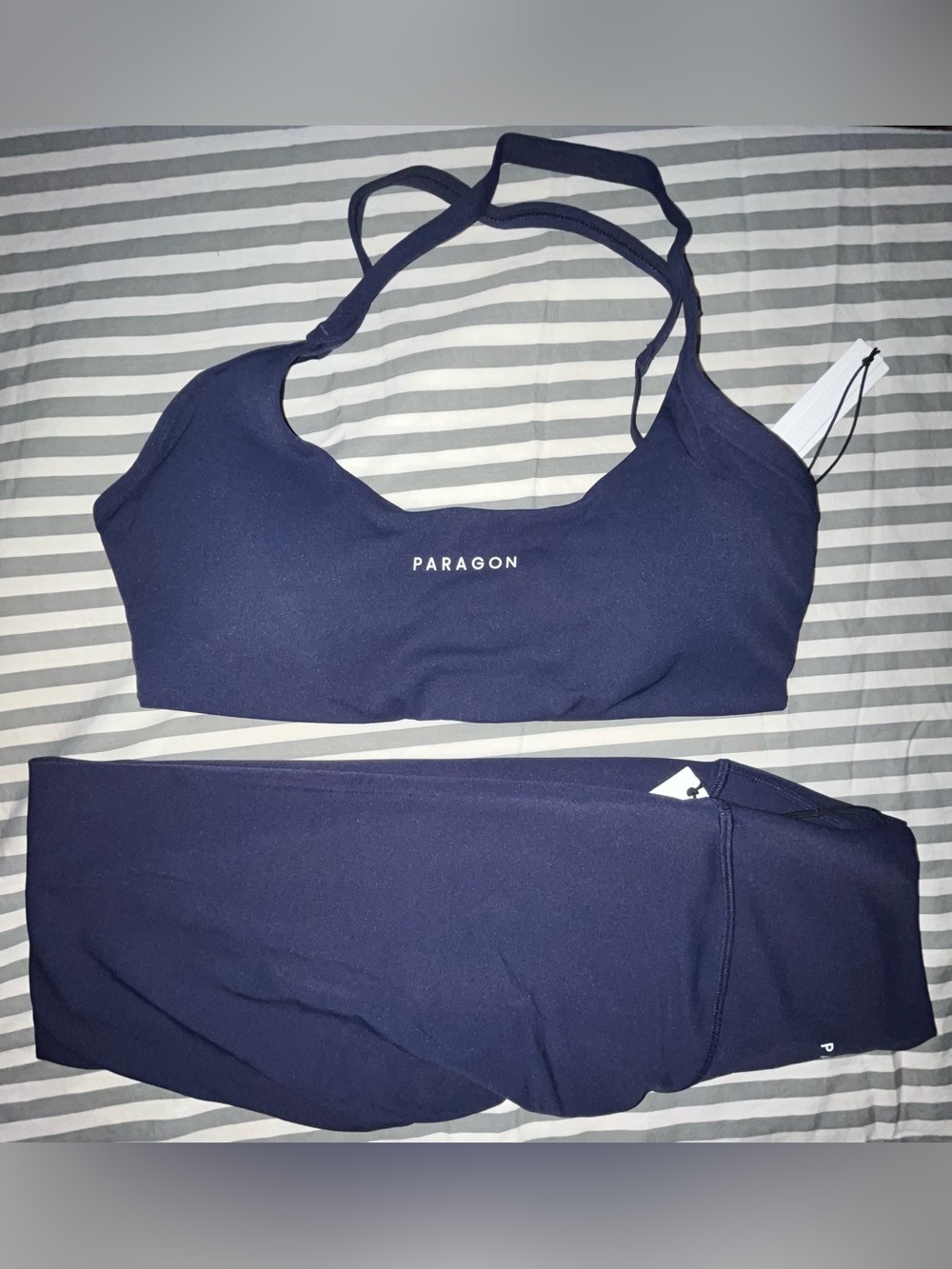 Paragon Recstretch Limitless Crossback Bra + SculptSeam Plus Legging in Ink M